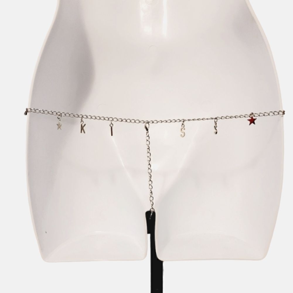 2/$20 Brand new Kiss silver chain black T-back panties